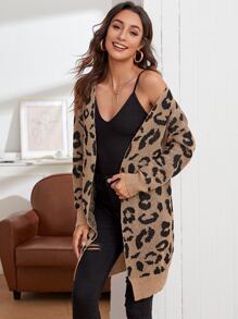 Open Front Leopard Cardigan