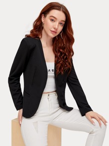 Open Front Solid Blazer