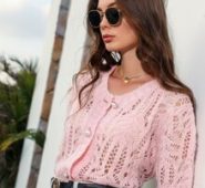 Open Knit Button Front Cardigan