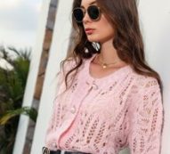 Open Knit Button Front Cardigan