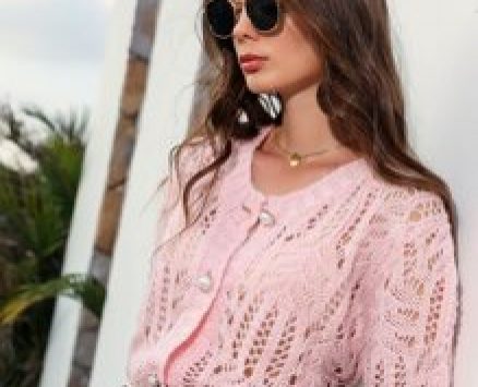 Open Knit Button Front Cardigan