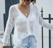 Open Knit Drop Shoulder Cardigan