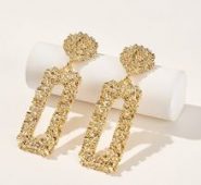 Open Rectangle Textured Drop Earrings 1pair