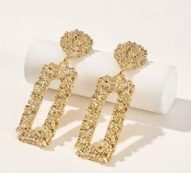 Open Rectangle Textured Drop Earrings 1pair