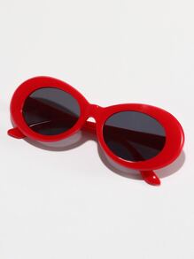 Oval Frame Tinted Lens Sunglasses