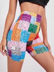 Paisley Patchwork Biker Shorts