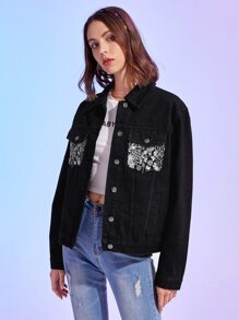 Paisley Print Denim Jacket