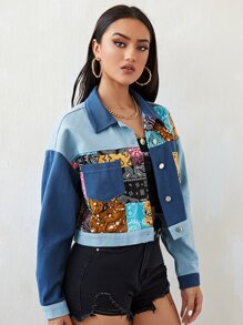 Paisley Print Drop Shoulder Button Front Jacket