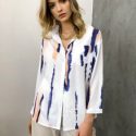 Patch Pocket Drop Shoulder Tie Dye Longline Blouse