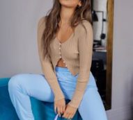 Pearls Button Placket Ribbed Knit Cardigan