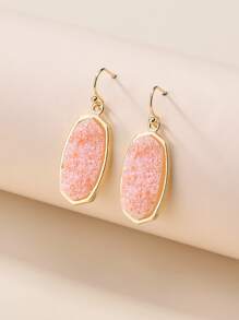 Pink Geometric Drop Earrings