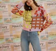 Plaid And Flower Pattern Color Block Contrast Seam Cardigan