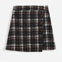 Plaid Button Decor Skirt