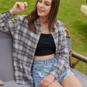 Plaid Button Front Blouse