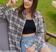 Plaid Button Front Blouse