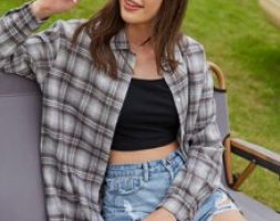 Plaid Button Front Blouse