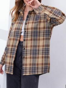 Plaid Button Front Blouse