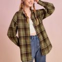 Plaid Button Front Blouse