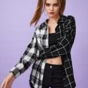 Plaid Button Front Blouse