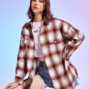 Plaid Button Front Blouse