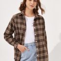 Plaid Button Front Blouse