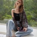 Plaid Button Front Blouse