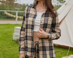 Plaid Button Front Blouse & knot Shorts
