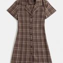 Plaid Button Front Dress