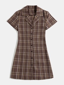 Plaid Button Front Dress