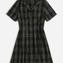 Plaid Button Front Dress