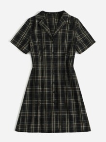 Plaid Button Front Dress