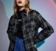 Plaid Button Front Pocket Blouse