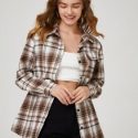 Plaid Button Front Pocket Blouse