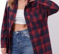 Plaid Button Front Pocket Blouse