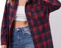 Plaid Button Front Pocket Blouse