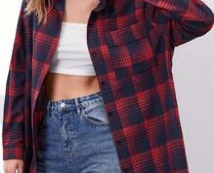 Plaid Button Front Pocket Blouse