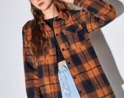 Plaid Button Front Pocket Overshirt