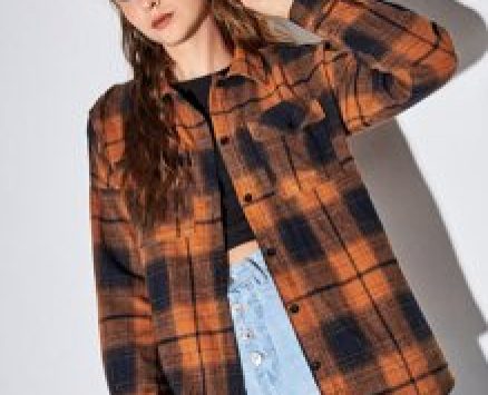 Plaid Button Front Pocket Overshirt
