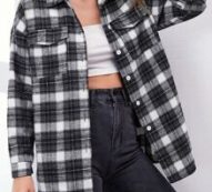 Plaid Button Front Pocket Overshirt