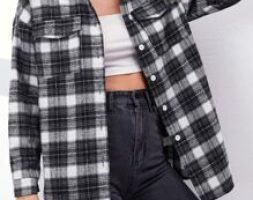 Plaid Button Front Pocket Overshirt