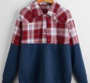 Plaid Button Front Sweatshirt