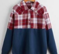 Plaid Button Front Sweatshirt