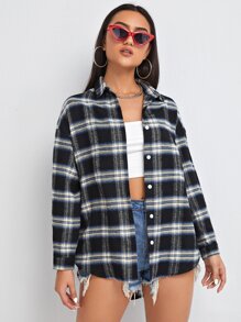 Plaid Button Through Blouse