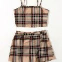 Plaid Cami Top & Skort Set