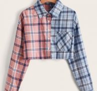 Plaid Colorblock Button Front Pocket Jacket