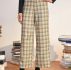 Plaid Cut Out Waist Straight Leg Pants