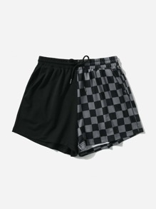 Plaid Drawstring Shorts