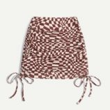 Plaid Drawstring Side Skirt