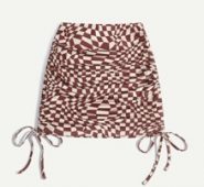 Plaid Drawstring Side Skirt