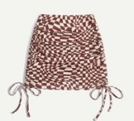 Plaid Drawstring Side Skirt